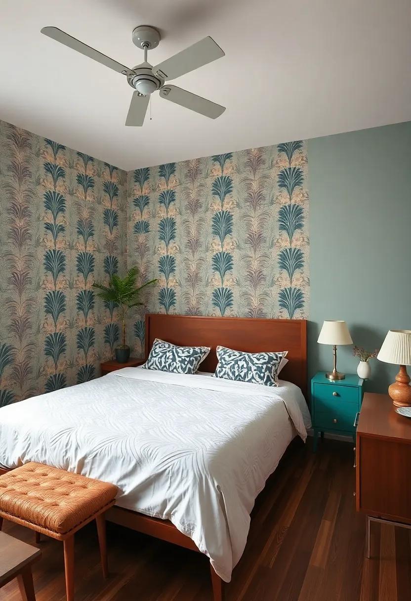 Use Wallpaper with a ⁢Retro Print: Choose ​a bold⁣ wallpaper ‍with a⁣ mid-century pattern ⁣to make⁢ a statement on one ‍wall or as an ⁢accent