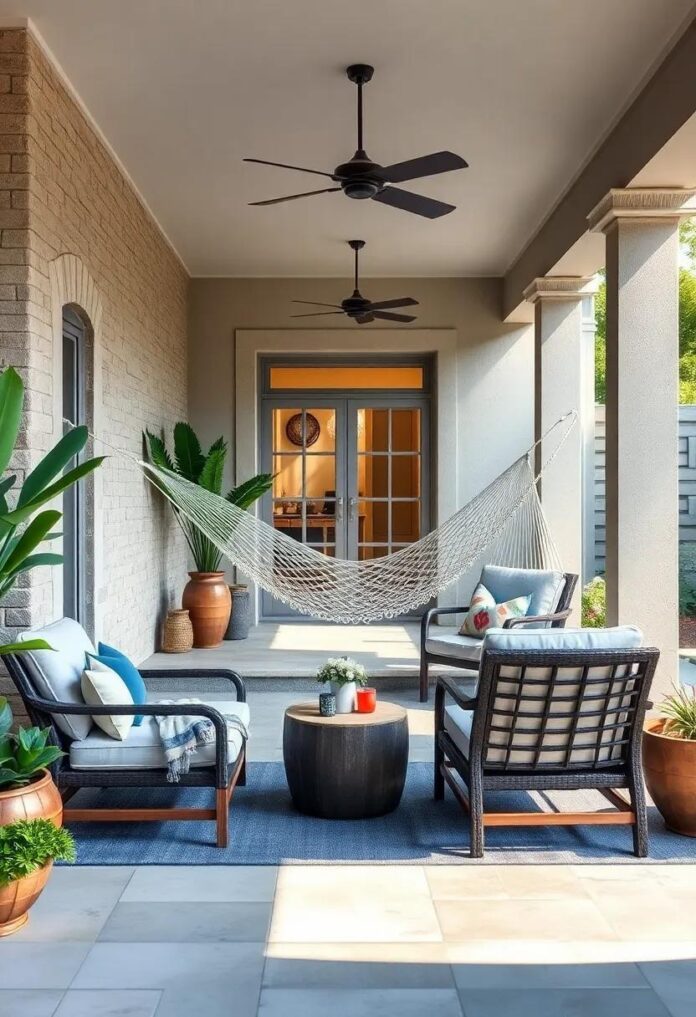 25 Inspiring Ideas to Enhance Your Patio with a Hammock and Lounge Chairs
