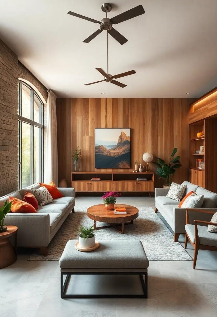 Embracing Nature: Designing a Mid-Century Living Room with Natural Wood Accents