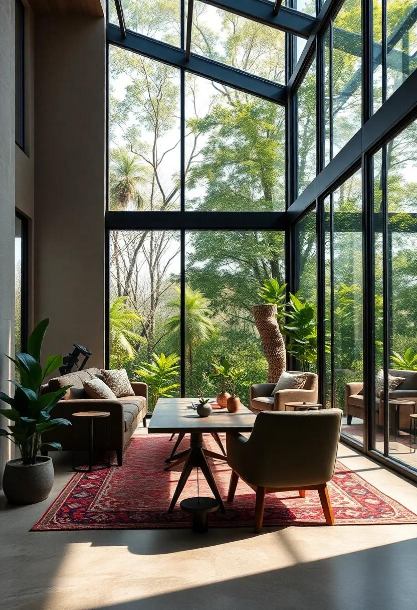 Embrace the outdoors with this airy workspace⁢ that features floor-to-ceiling glass walls,seamlessly connecting indoor productivity with the beauty of nature