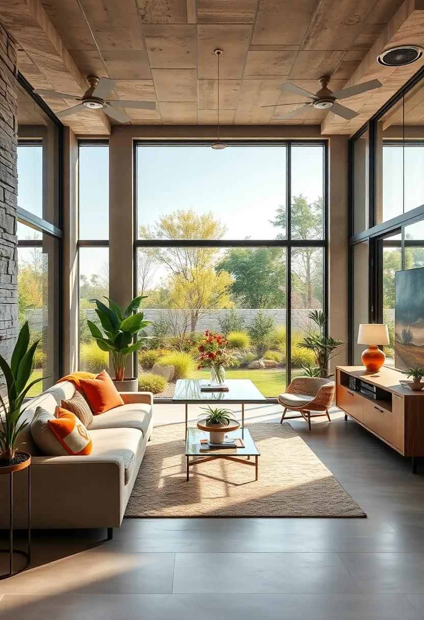 A beautifully landscaped outdoor area can ⁣be seen through the grand windows of this office, harmonizing professional tasks with the beauty of nature