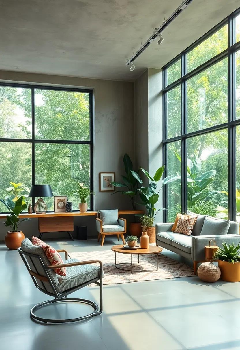 The bold use of oversized windows in⁣ this eclectic office⁤ design⁢ blurs⁢ the lines between indoor and outdoor, fostering a refreshing atmosphere brimming with life