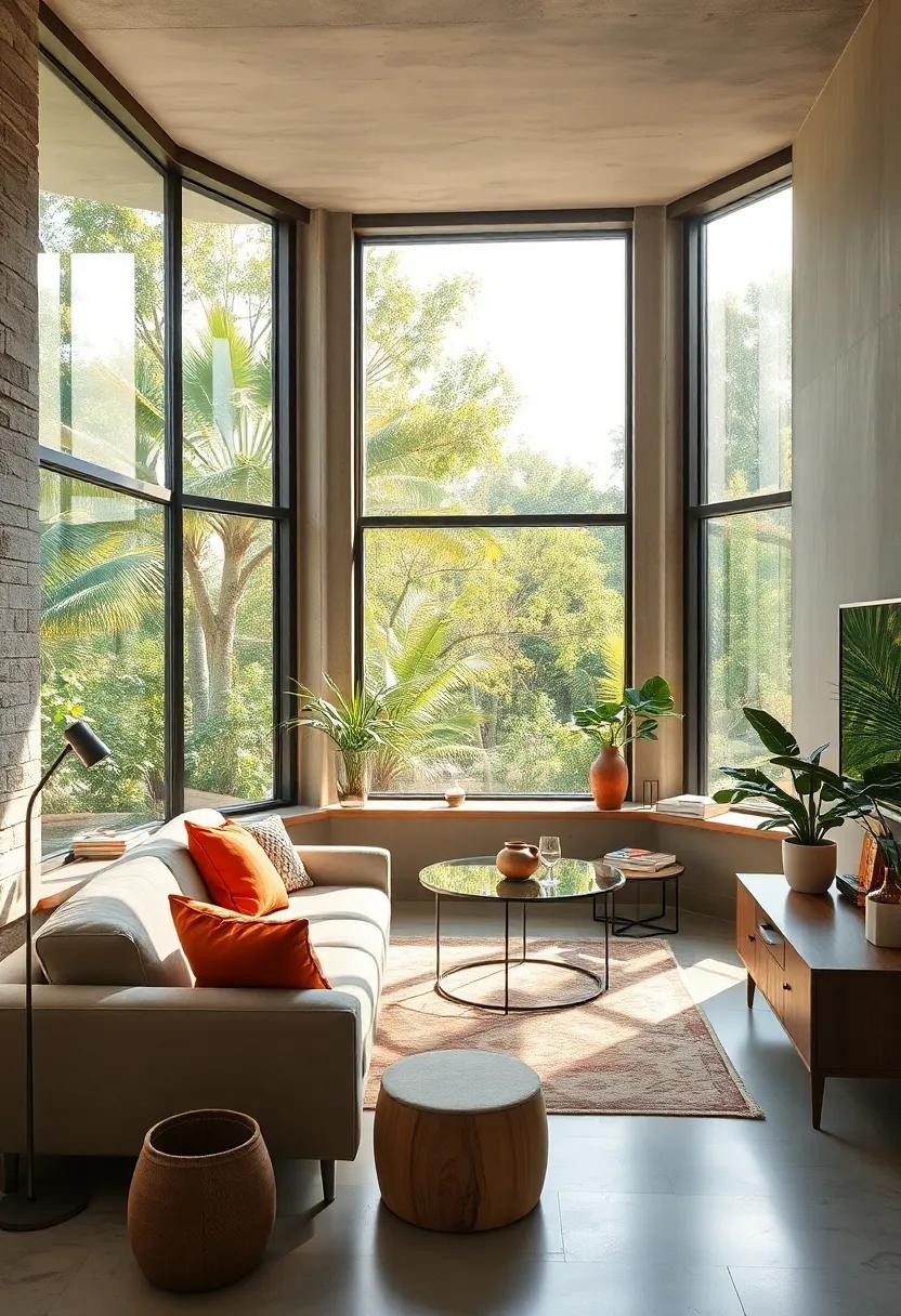 This tranquil office space boasts large corner windows that treat occupants to panoramic views of surrounding nature, cultivating an ⁤atmosphere rich in inspiration and calmness