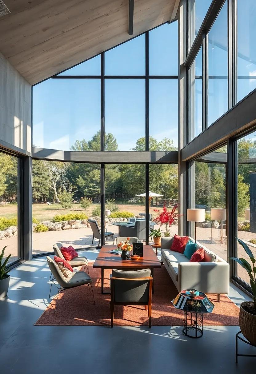 A sun-drenched office surrounded by ​walls of glass offers uninterrupted views of the ⁣outdoor landscape, inspiring both reflection and creativity throughout the workday