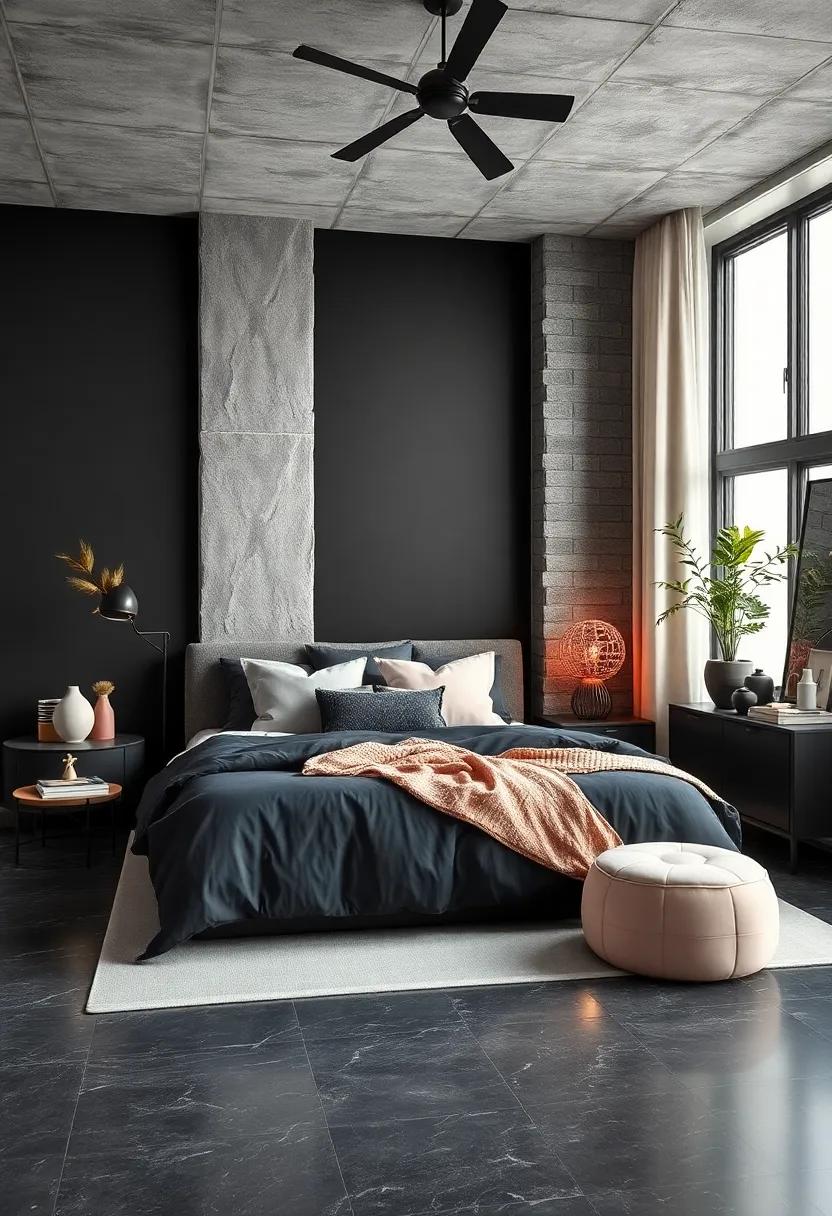 Charcoal and Blush: Combine deep charcoal with blush accents for a modern, sophisticated look that balances boldness and softness