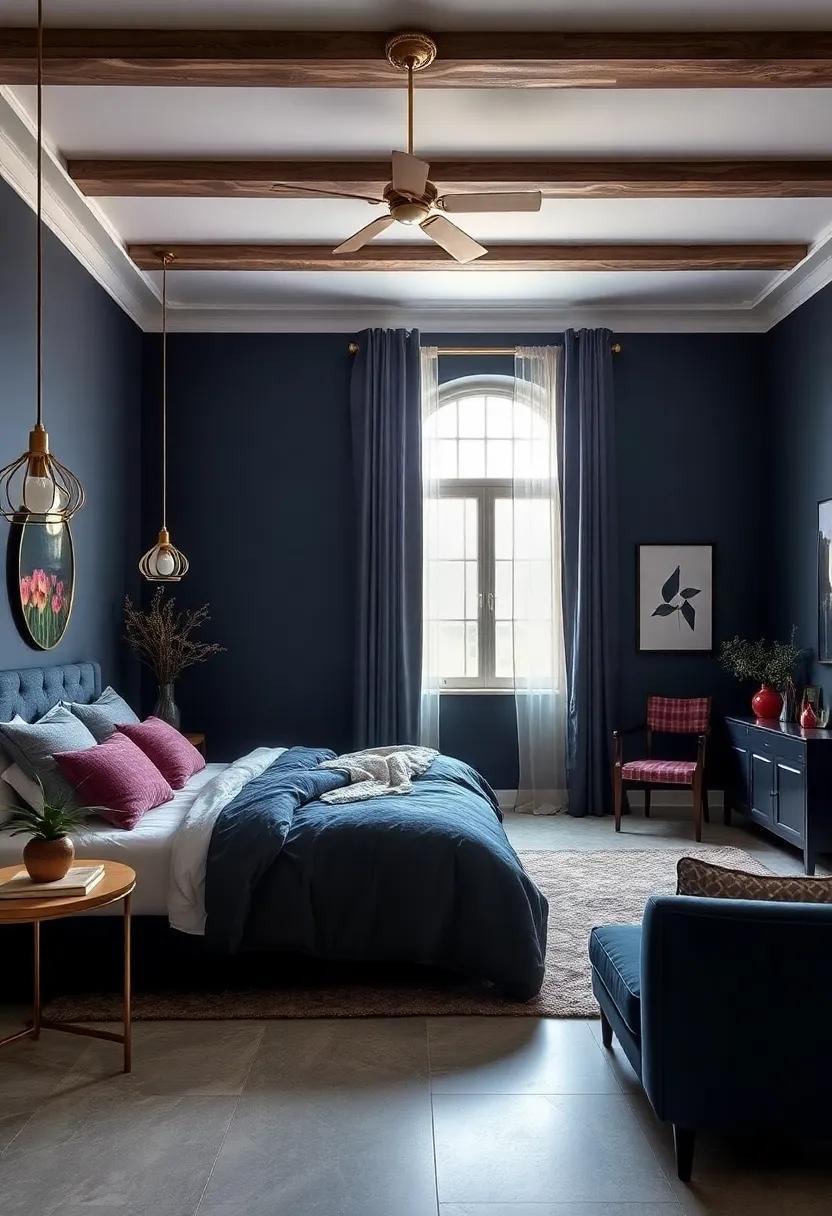 Midnight‍ Blue:⁢ Make a statement with midnight blue paint ​for a luxurious ⁢feel, especially ‌when accented with golden ⁣fixtures and plush textiles