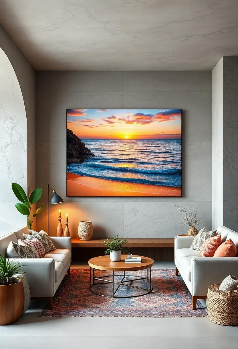 Sunset Serenity: This vibrant canvas⁤ showcases a breathtaking sunset over the ocean, ⁣perfect‍ for⁢ adding warmth and color to your space