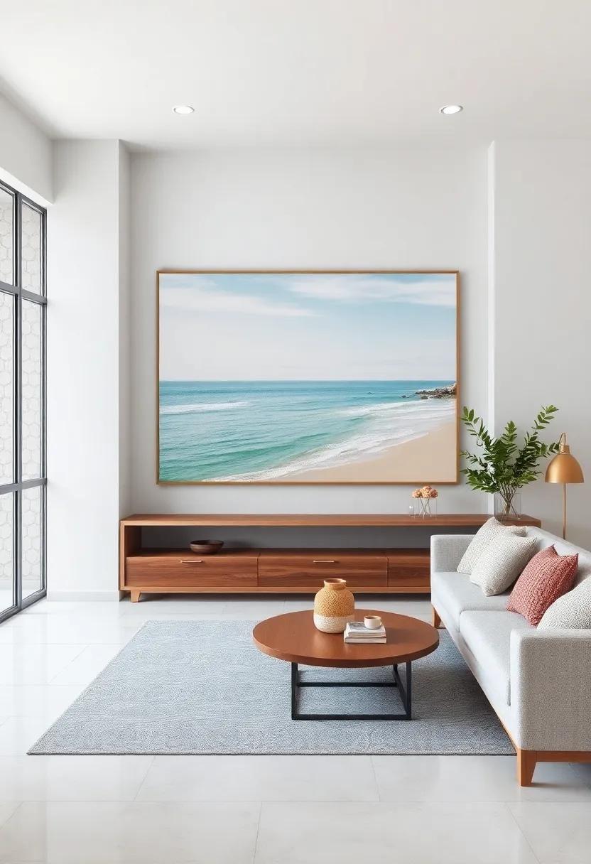 Distant​ Shores: This print features a dreamy landscape of a distant beach,enticing viewers with thoughts of far-off vacations and sandy toes