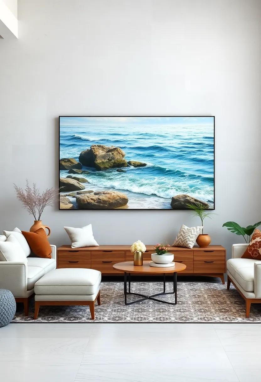 watersedge Wonders: This intricate artwork focuses on the interplay of⁤ light and water along ​the shore, inviting calm into your living space