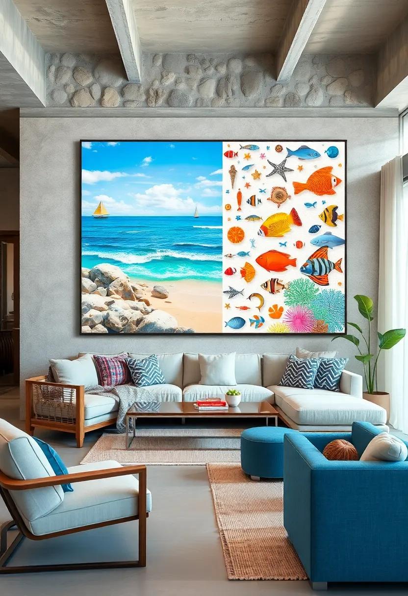 marine Moments: ⁤A vibrant⁢ collage featuring various marine life,perfect for‍ making a statement in a child's⁣ room or play area