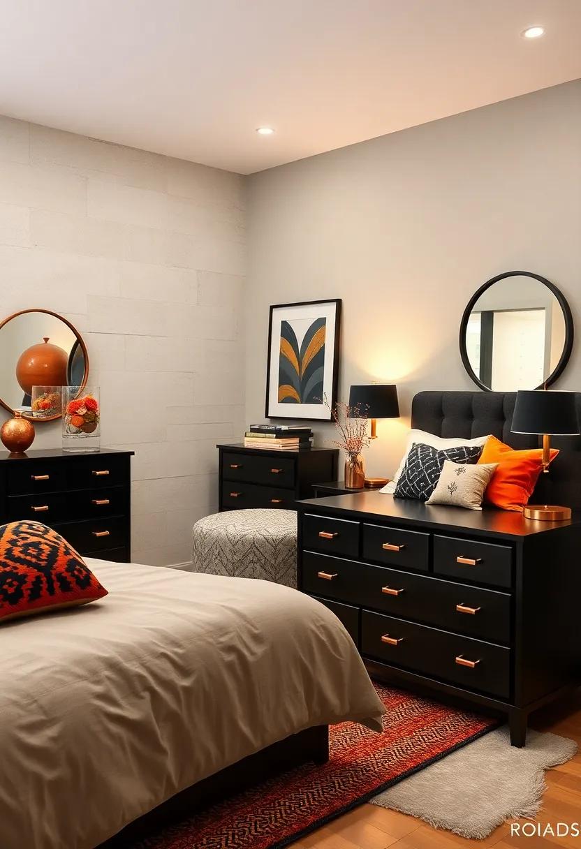 Add a Black Dresser⁢ with​ Copper Drawer Pulls for a Unique ⁣Touch