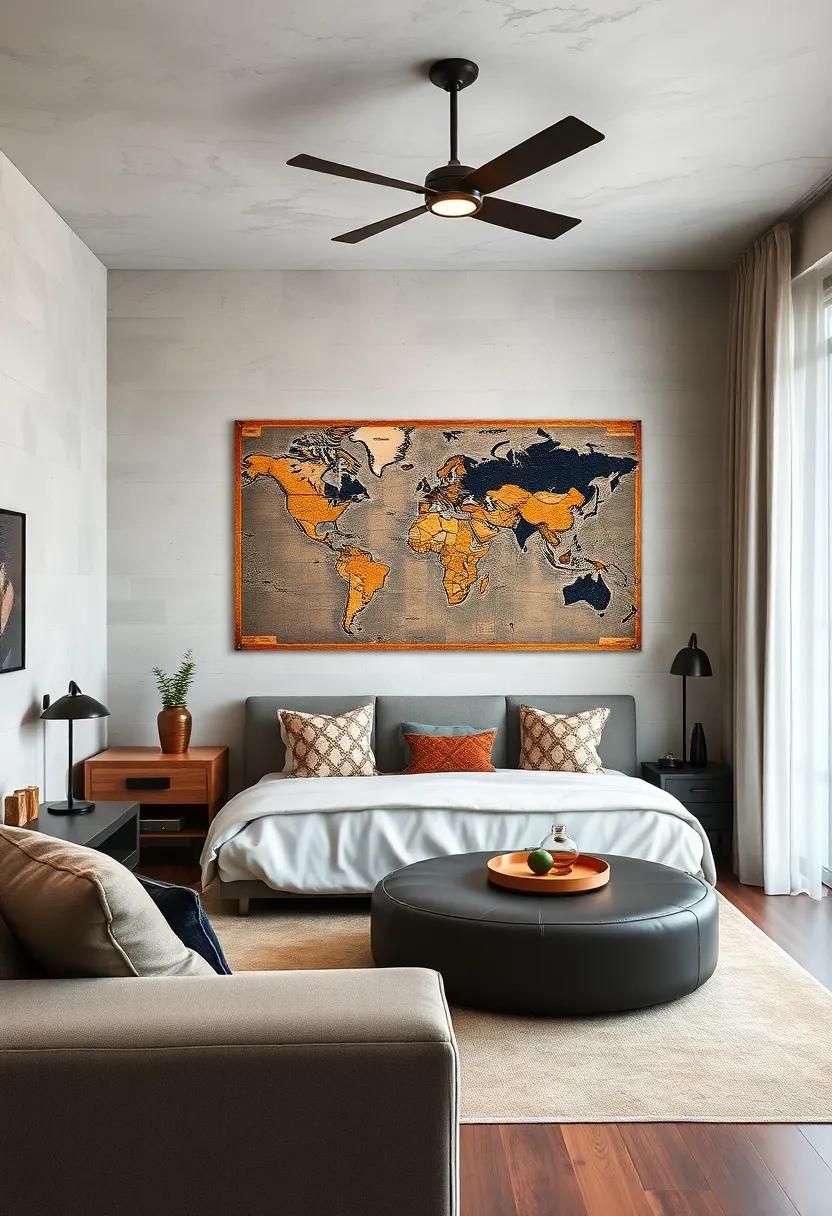 Hang a Black and Copper Vintage ⁣Map for a travel-Inspired Touch