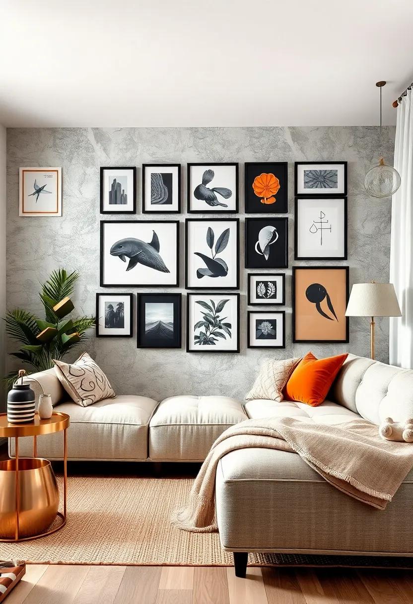 create a gallery Wall with Black Frames and ⁣Copper Accents