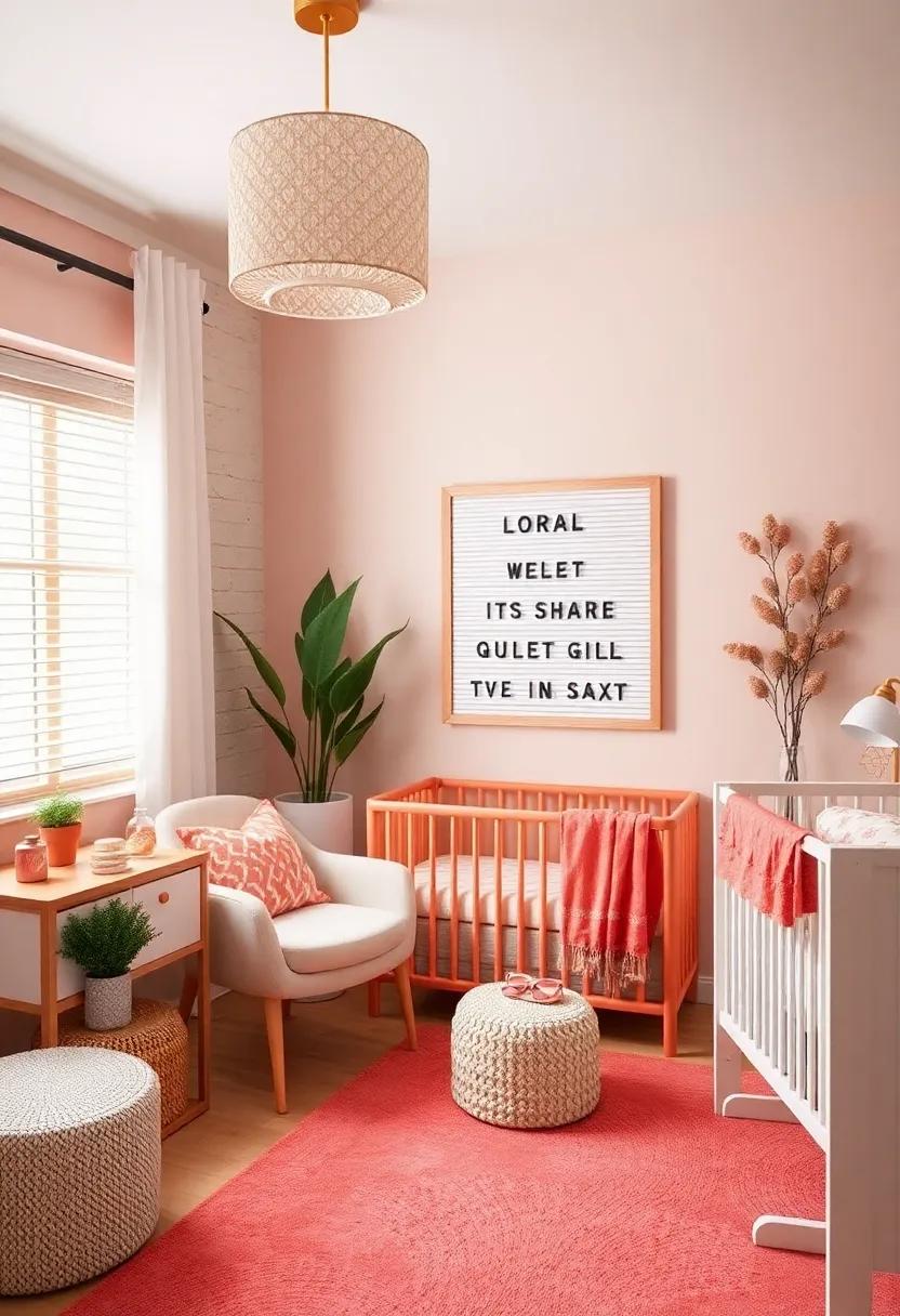 Coral Letter Board: ⁤Set up‌ a letter board in ⁤coral to share milestones or sweet⁤ messages, adding a personal touch to ⁣the nursery