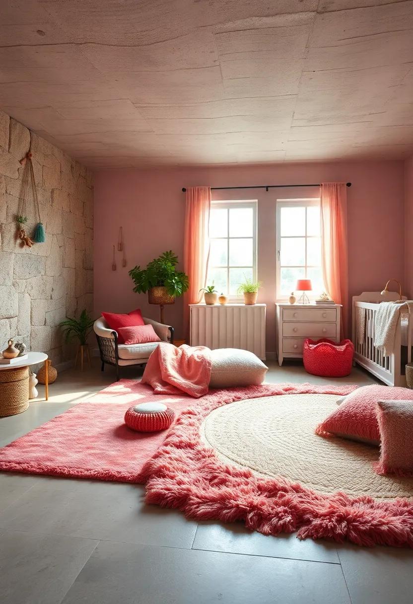 Cozy ⁣Coral​ Rugs:⁢ Lay down ​plush rugs in ‍coral hues to create softness underfoot⁣ and to encourage tummy time