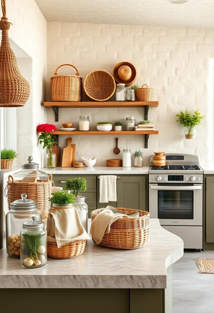 Baskets and Jars: Utilize ‌wicker baskets and glass jars​ for organizing kitchen supplies,enhancing both functionality and charm