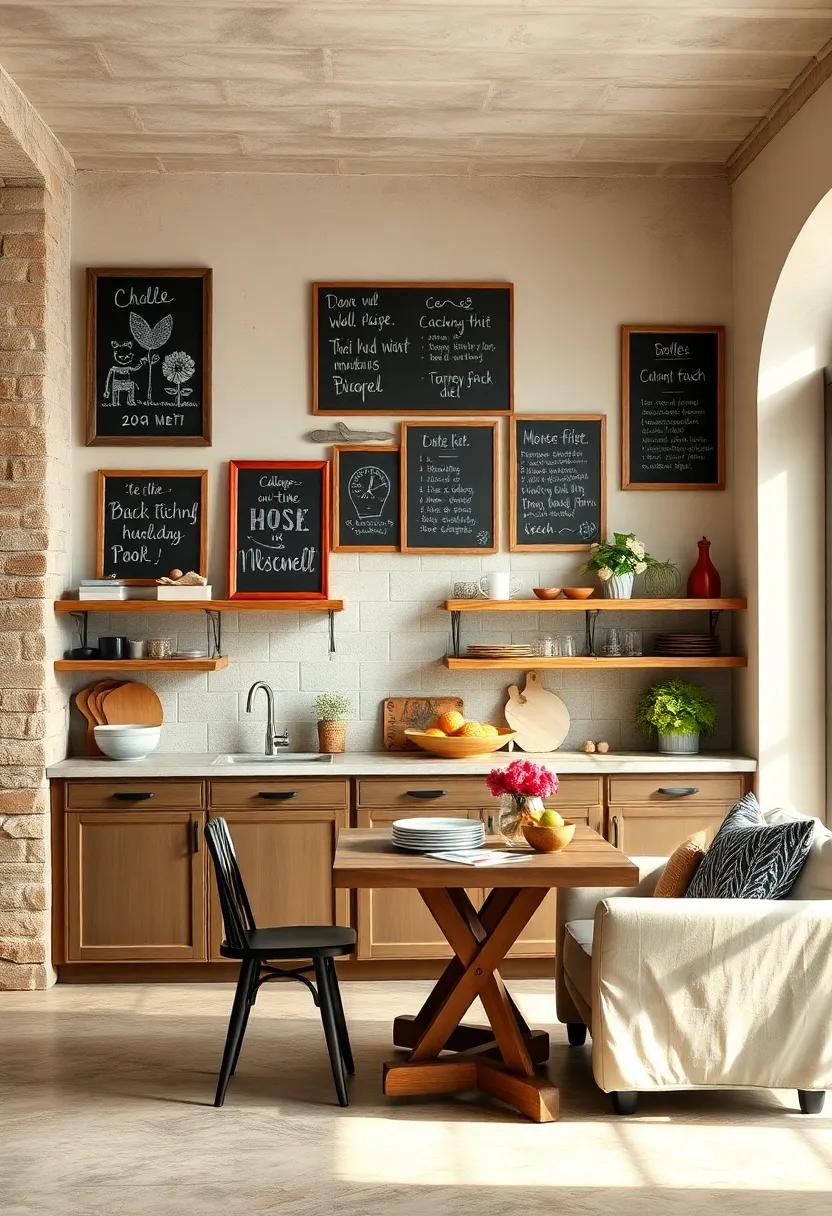 Chalkboard Wall: Designate a wall or ‍a portion of it for‍ framed chalkboards where you can jot down recipes or messages, adding a playful touch