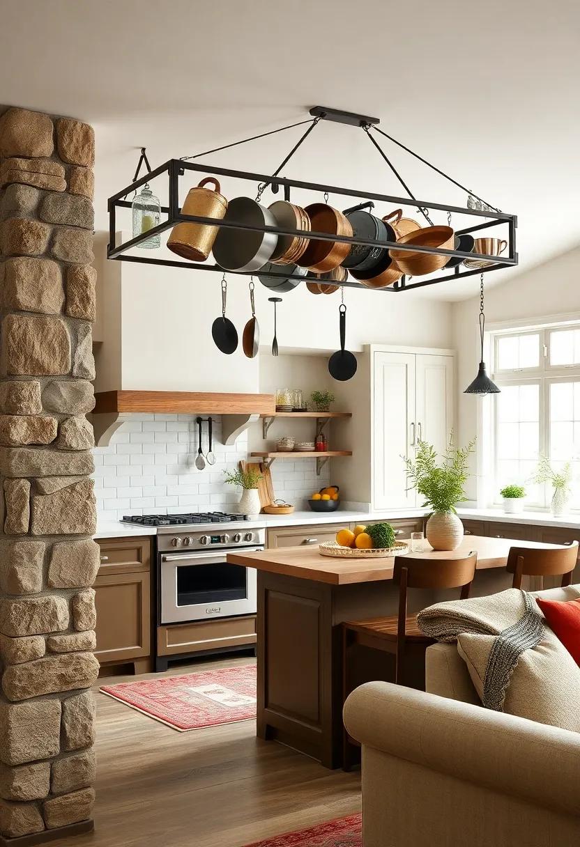 Functional Pot Rack: Hang ‌a pot rack above the island or counter to ⁢showcase your cookware while freeing up valuable cabinet space