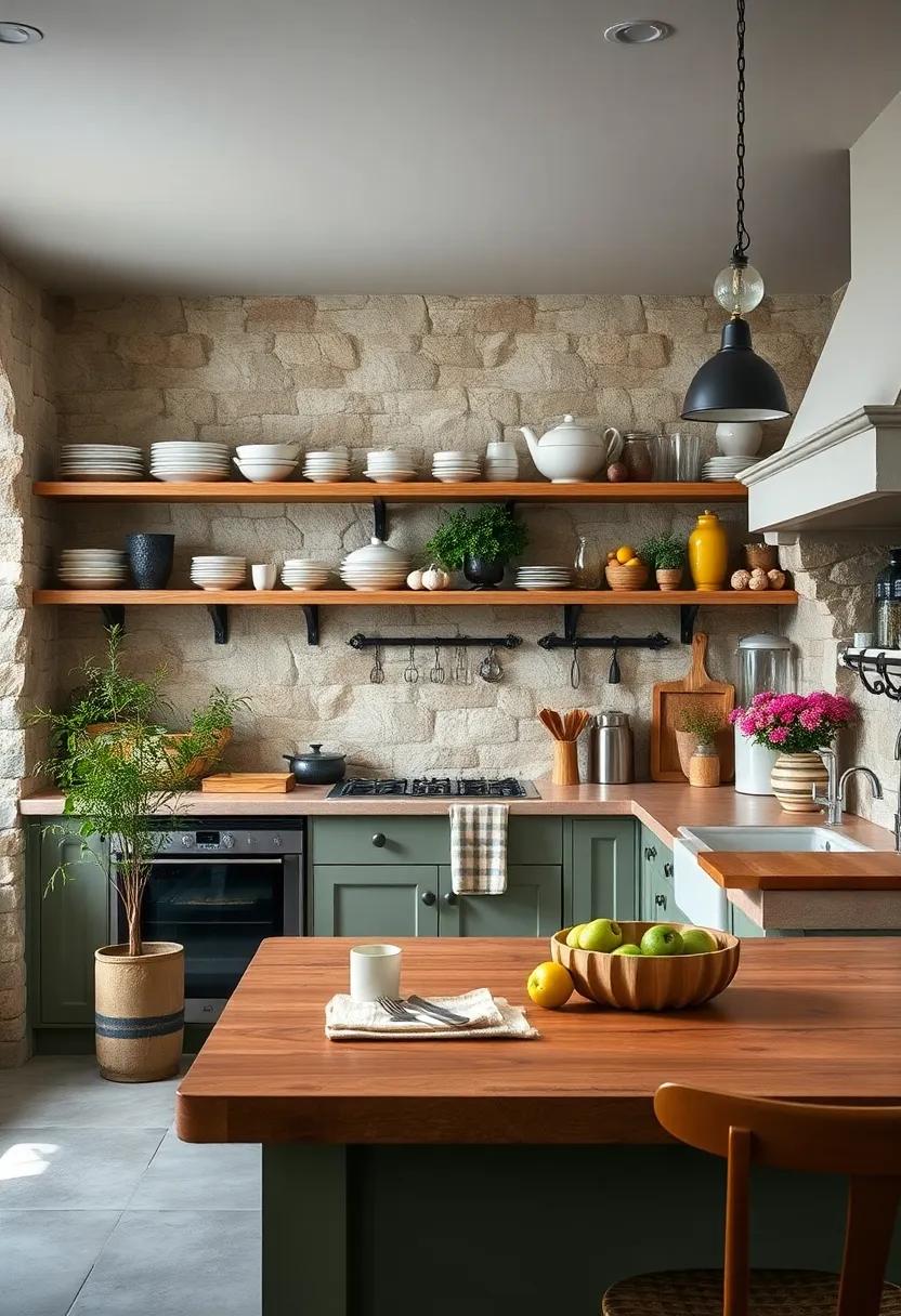 Open Shelving: Introduce open shelves to display your cherished dishware, cookbooks,​ and decorative pieces, creating an airy, ​homely vibe