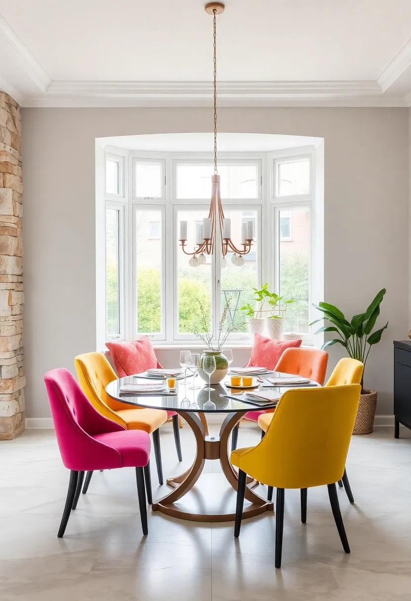 Colorful Chairs: ⁢Use colorful dining chairs‍ to add personality and a⁢ touch of fun to ‍your bay window setup, making each meal feel⁣ special