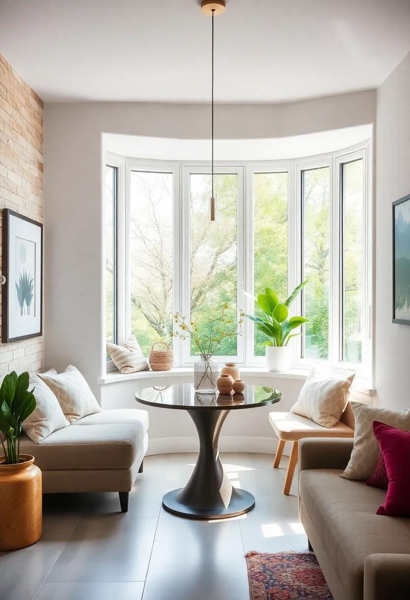Multifunctional Space: Utilize⁤ the bay window as both a⁢ dining area and workspace by ⁢incorporating foldable ⁣furniture that ​adapts​ to your needs