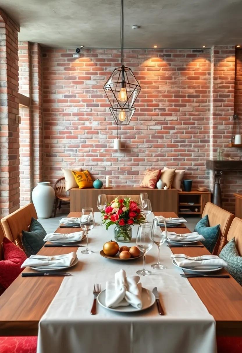 Elegant Table ⁣Settings That shine⁣ Against a Brick Backdrop