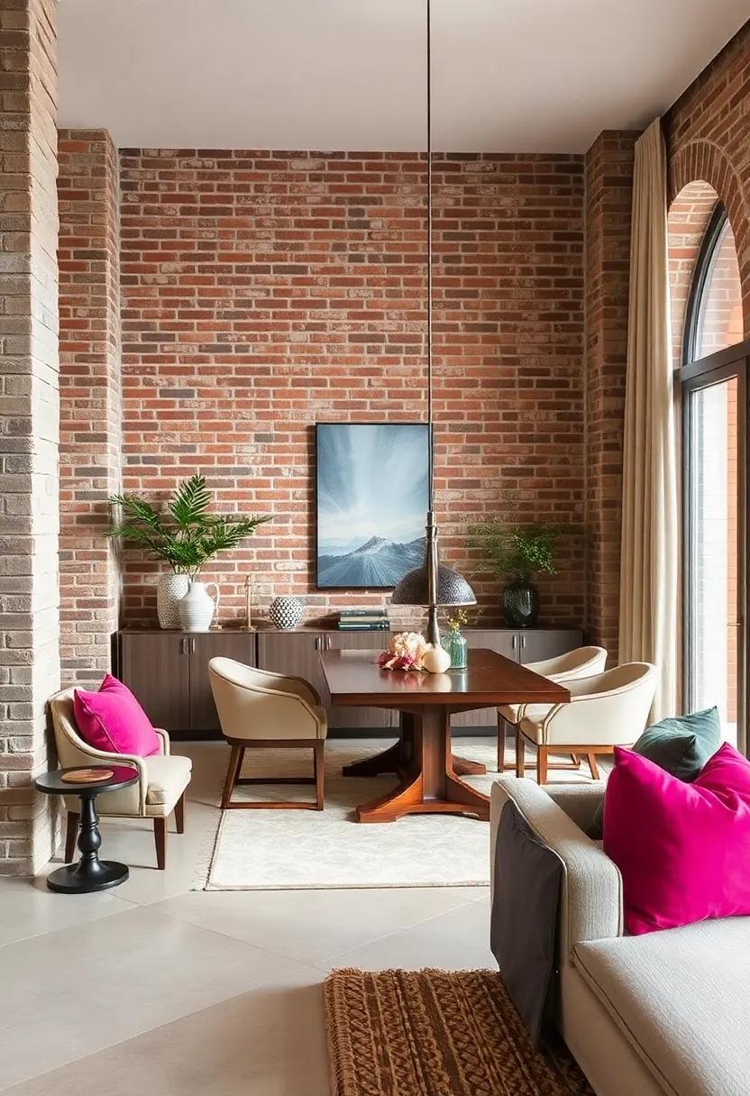 How Textures ‌Interplay: The Charm of Brick Against Elegant Fabrics