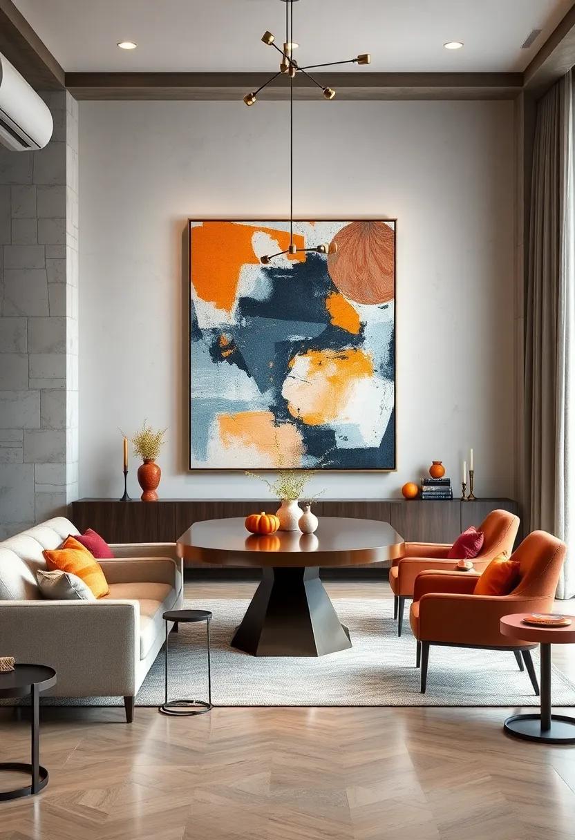 Use⁣ oversized abstract paintings to create a bold focal point that draws attention and sparks ‍conversation around the​ table
