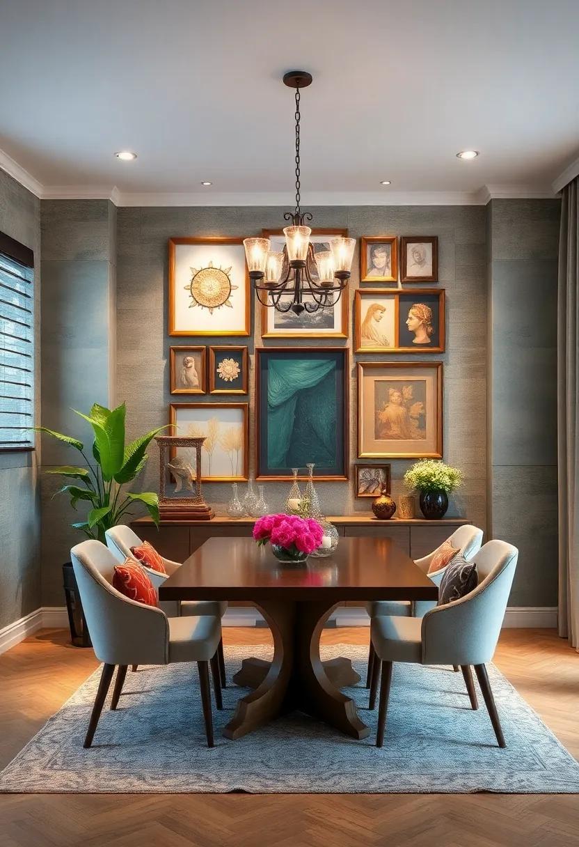 Repurpose old frames to ⁢create a ​unique wall ‍collage,⁣ using fabrics, ‍paint, or wallpapers to‌ enhance your dining room's character