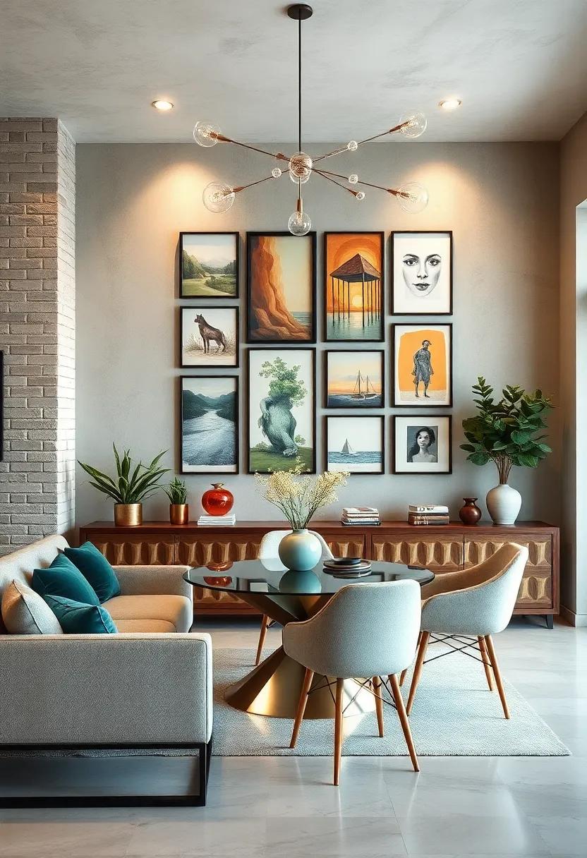 Curate ⁤a collection ⁢of small ⁤artworks,⁣ displaying them in a grid format to create ​a cohesive look ⁣that fills‌ the wall beautifully