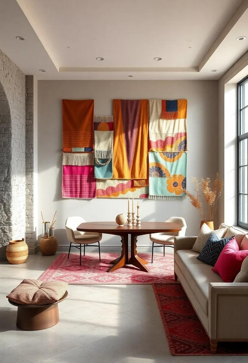 Hang a series​ of colorful and‌ textured fabric swatches or quilts to create ‌an inviting and ​layered​ look, marrying comfort with creativity