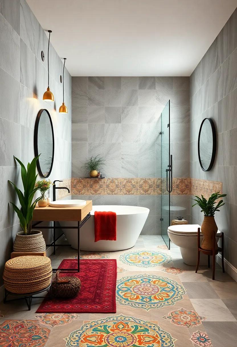 Colorful‌ Depictions:​ Utilize intricate, ​colorful tile designs in your ⁣bathroom for a ⁢captivating floor or backsplash that screams bohemian