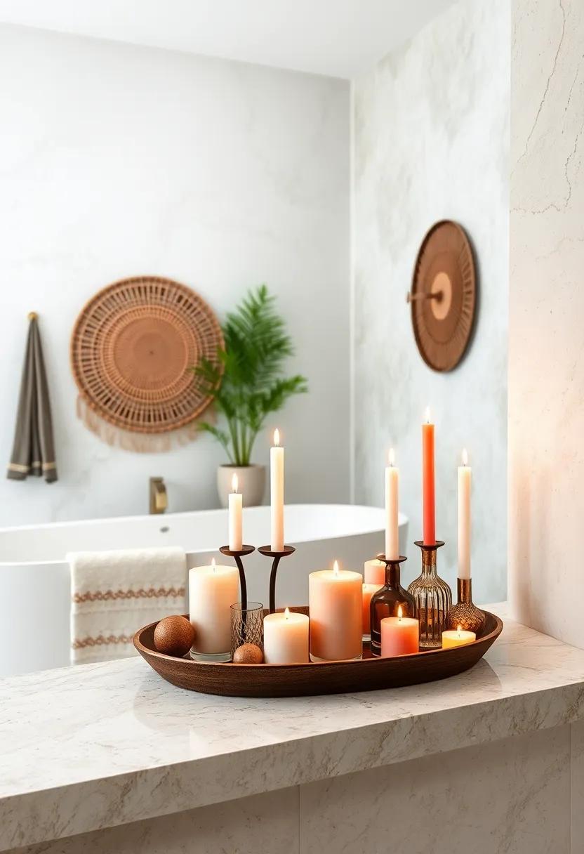 Dreamy Candle Arrangements: Create an atmospheric vibe with a mix of candles in various heights​ and colors arranged on a stylish tray or shelf