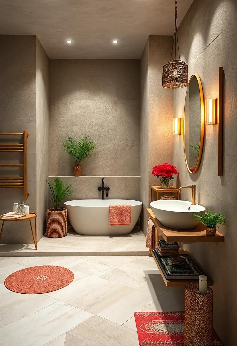 A Splash of Metallics: ⁢Integrate elements of gold or brass in your​ faucets, frames, ​and decor items to provide a touch of elegance alongside the boho vibe