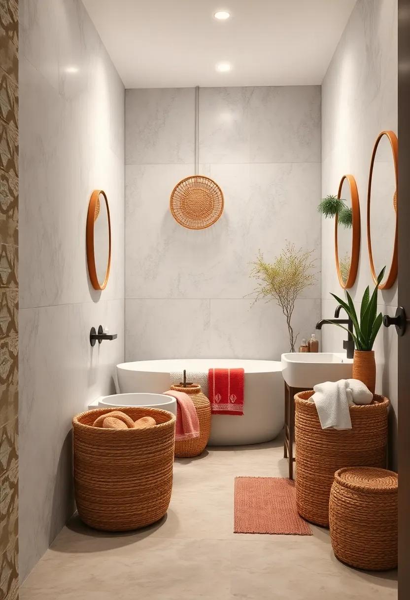 woven Baskets: Utilize woven ​baskets to organize toiletries and ‌towels, adding texture while keeping your space tidy and‌ functional