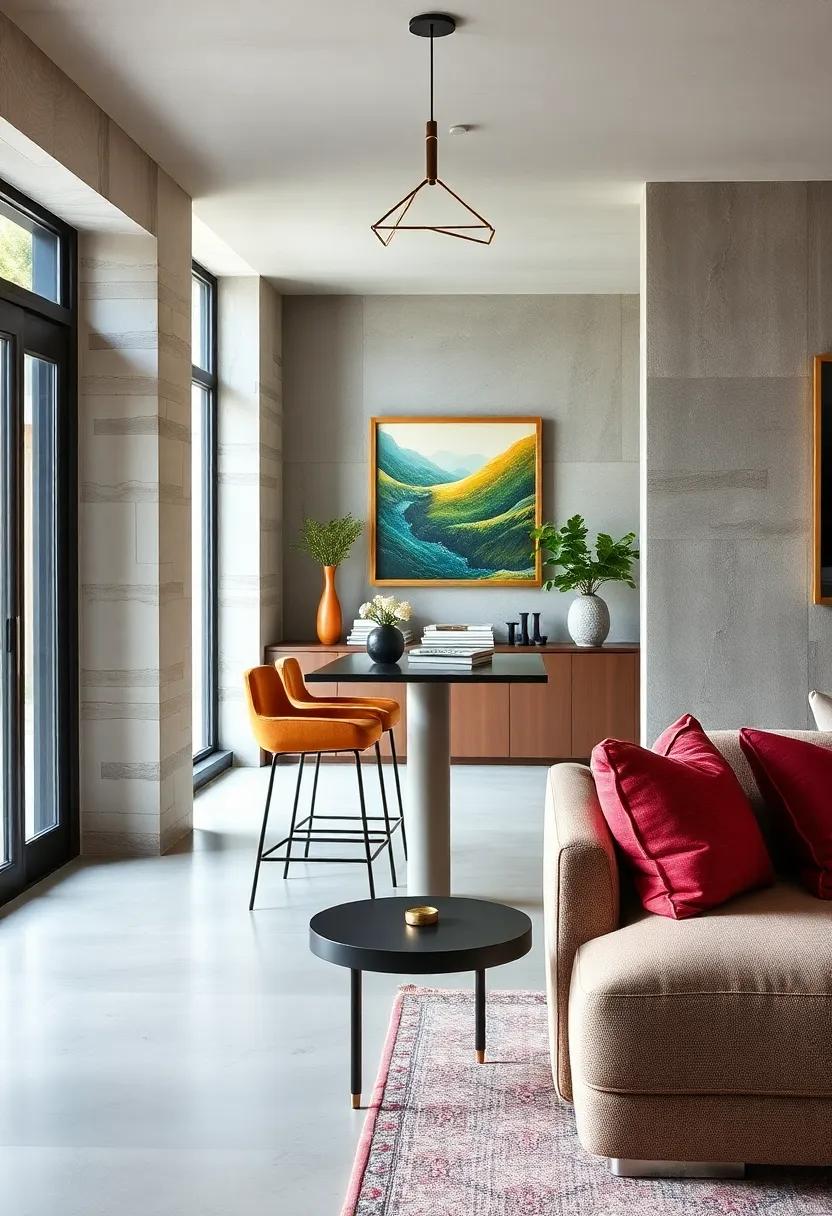 Console Table with Bar Stools: Create⁤ a​ casual dining​ nook by placing bar stools at ‌a sleek ​console⁤ table for an unexpected flair