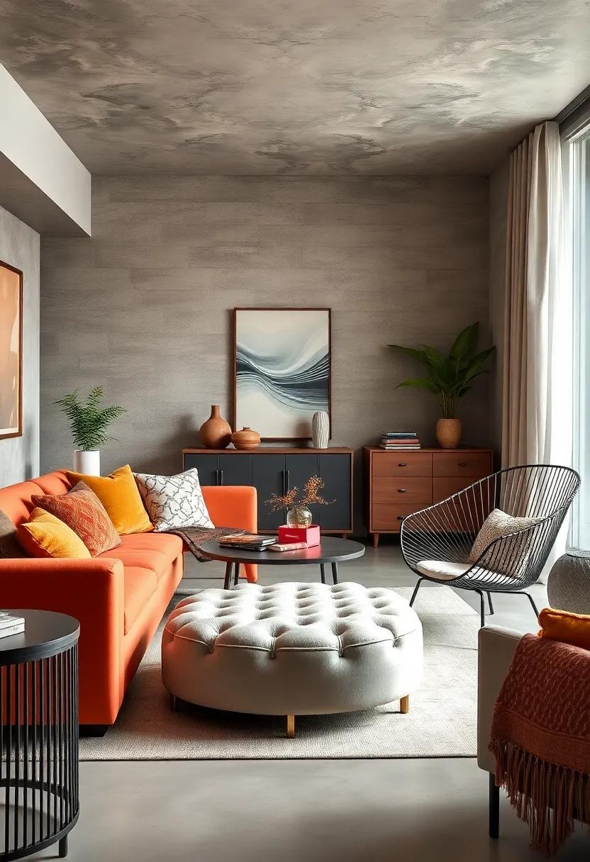 Tufted Ottoman with Metal Accent⁣ Chair: Contrast ‌plushness with sleek lines by pairing a tufted ottoman with a chic metal accent ⁢chair