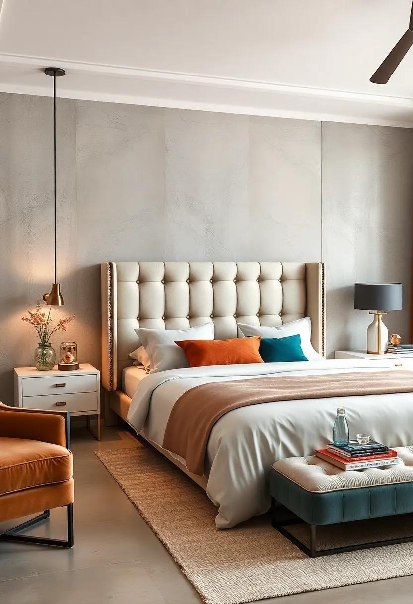 Tufted Headboard⁢ with Simple⁤ Nightstands: Balance a luxurious tufted headboard with minimalist nightstands⁤ for‌ a serene bedroom ⁢atmosphere