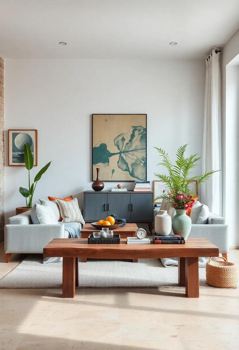 Artisanal Workbench with‌ Modern Accessories: Use a rustic or artisanal workbench as a‌ side⁢ table, styled with sleek,⁢ modern accessories ​to fuse the old⁣ with the new