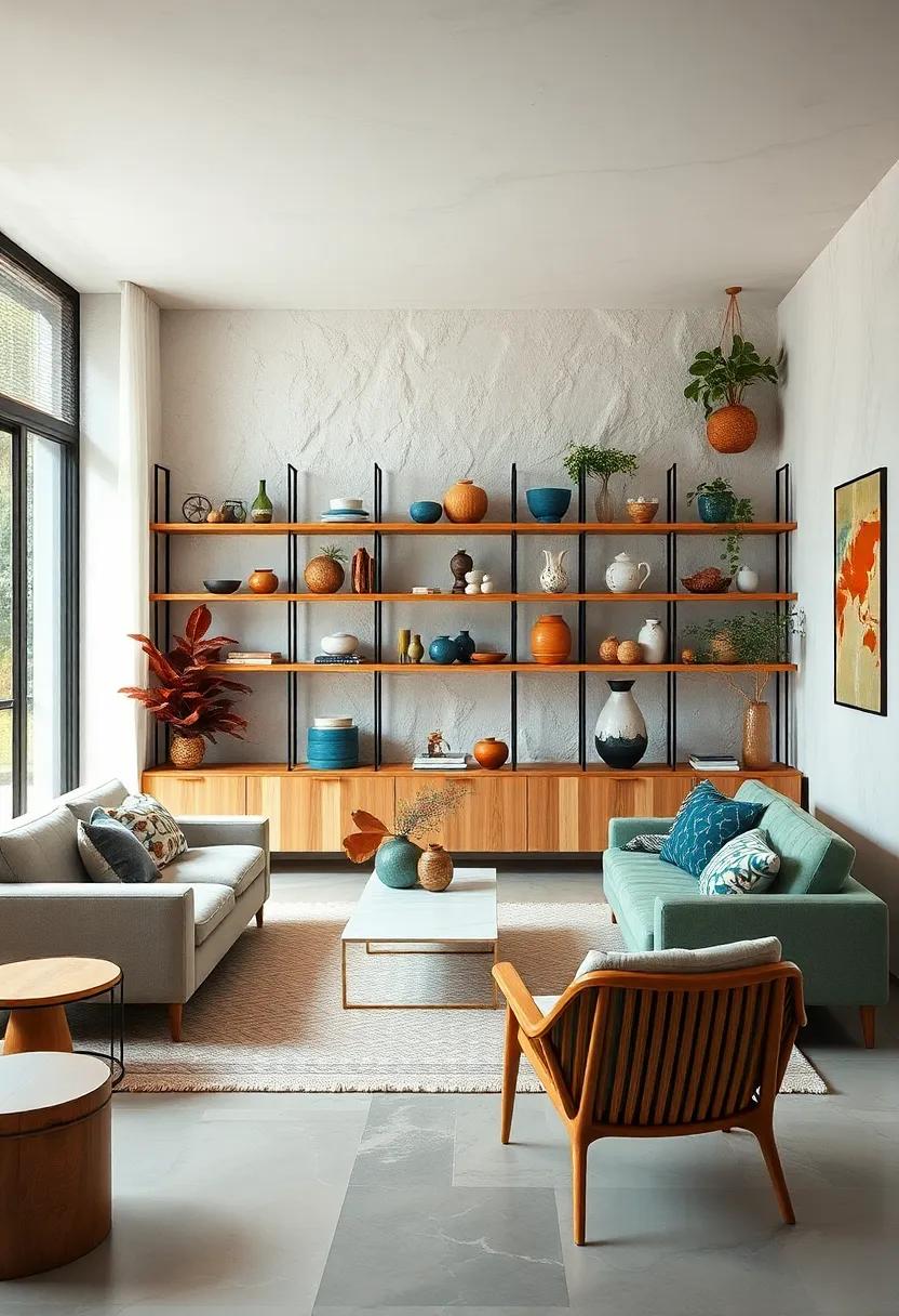 Plywood Shelving with Ceramic Accents: Combine minimalist⁣ plywood shelving with eclectic ceramic pieces for an artistic‌ yet ⁢functional display