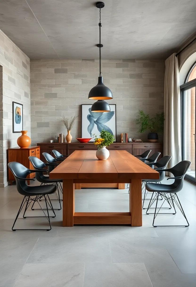 Farmhouse Table with Modern Dining Chairs: Pair a⁤ chunky wooden ‍farmhouse ⁢table with contemporary metal ​or plastic chairs for an eclectic dining experience