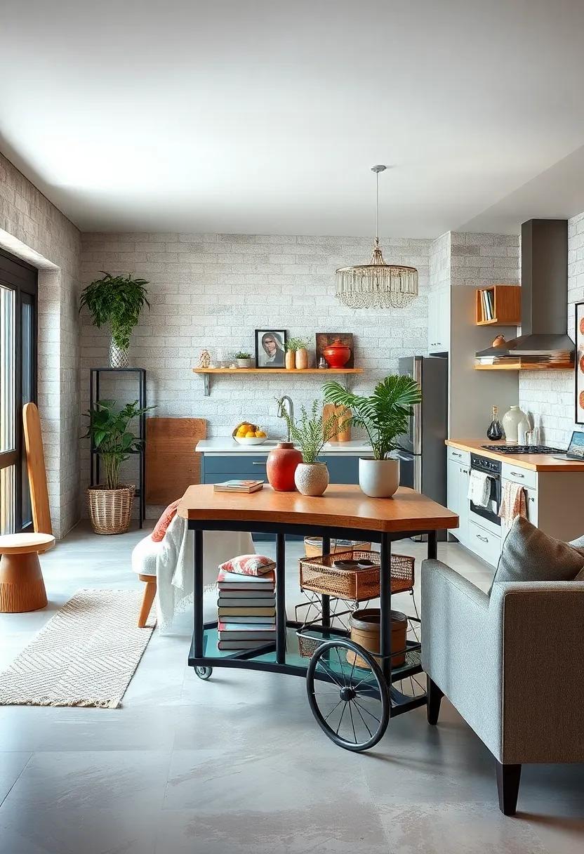 Industrial Cart as a Kitchen Island: Use a vintage industrial cart as a ⁤functional⁤ kitchen island to inject character and versatility into the space
