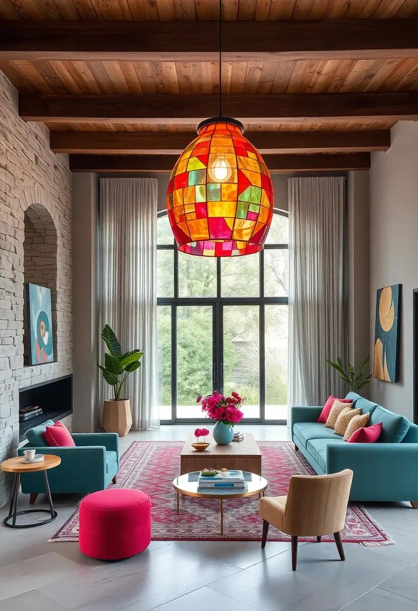 Statement Lighting: Install an oversized, colorful ‌pendant light that ‍serves as both a functional fixture and a captivating art piece