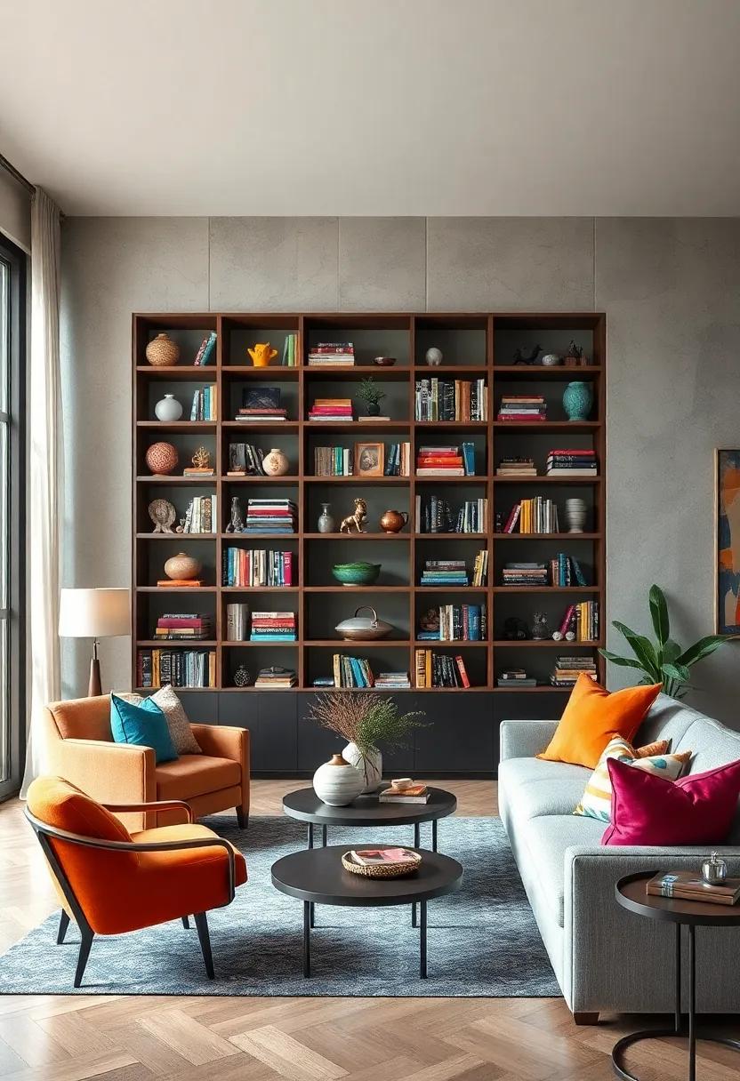 Eclectic Bookshelves:‍ Curate a bookshelf filled with colorful books, unique sculptures, ‍and⁣ mismatched accessories for⁢ a lived-in feel