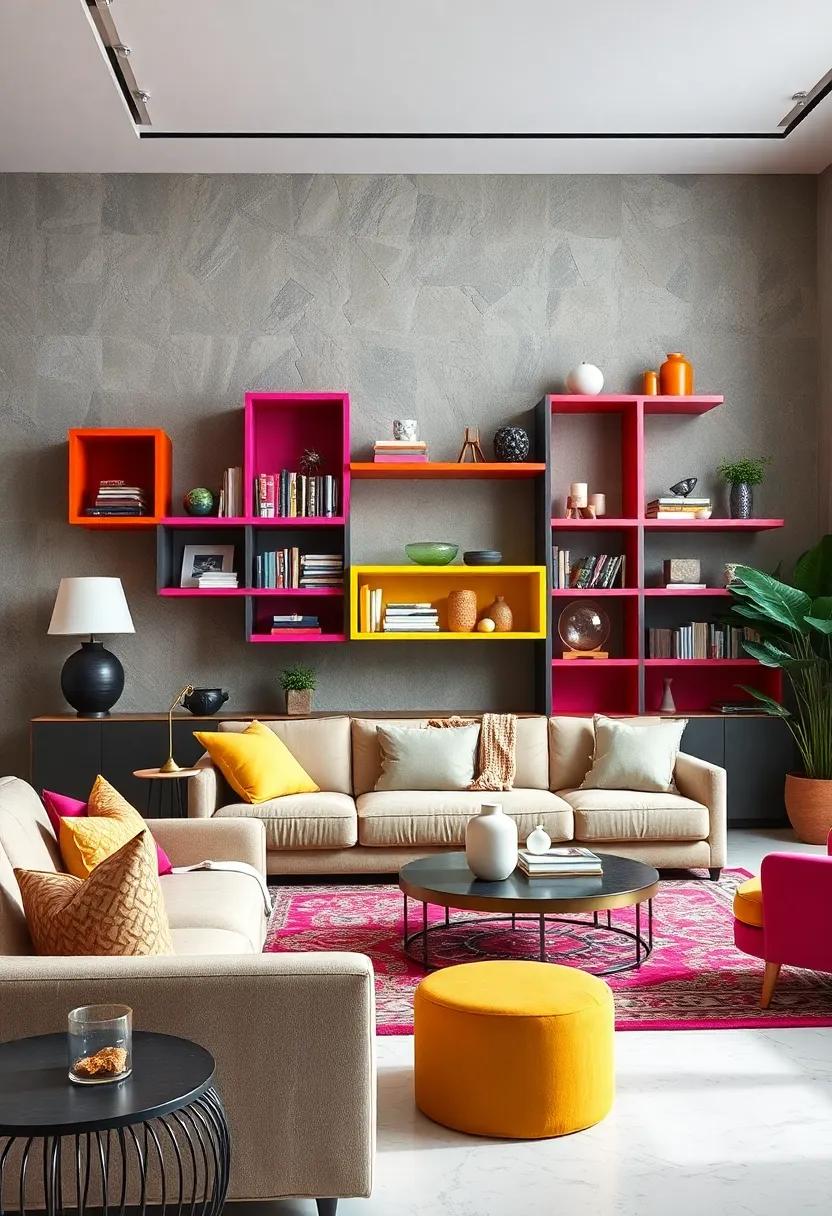 Bright ‌Bariatric Shelves: Use brightly colored, chunky shelves‌ to display books and trinkets, adding both storage and flair
