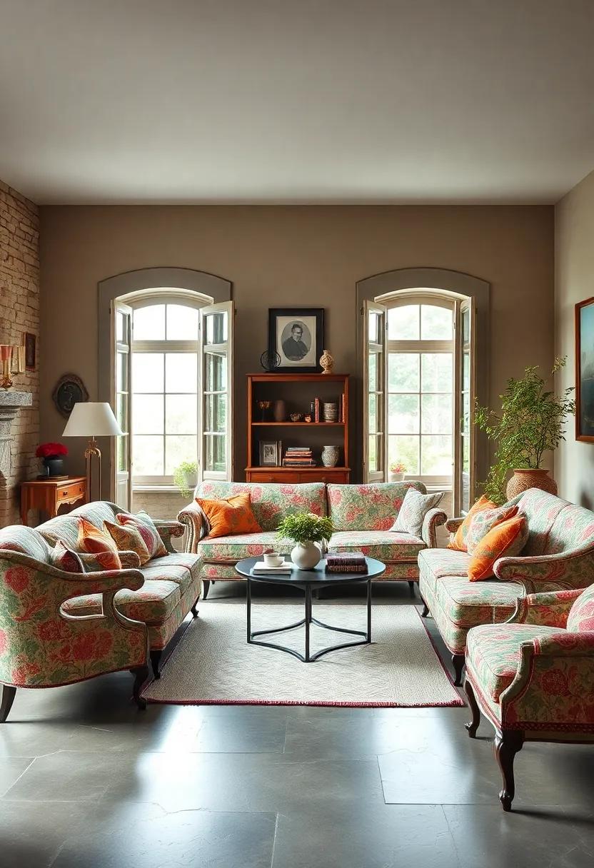 Cozy Cottage Vibes: Embracing a ⁤sense⁣ of‌ nostalgia, this room combines ⁤a chintz sofa ⁤with mismatched antique furniture, creating​ a warm ‍and welcoming ⁢atmosphere reminiscent of a charming retreat
