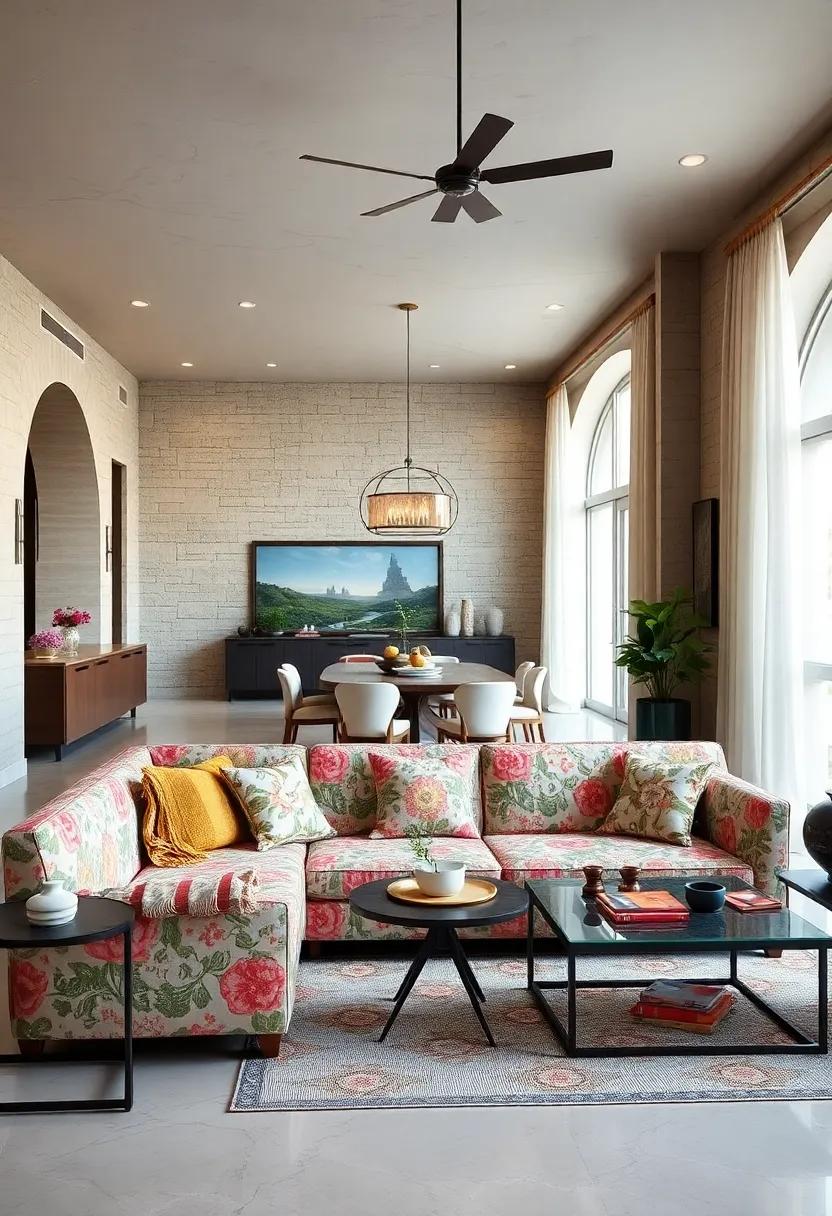 Nature-Inspired Retreat: Bringing the⁣ outdoors in, this space celebrates greenery with potted plants surrounding the vibrant chintz sofa, creating a ⁣serene haven that reflects‌ tranquility