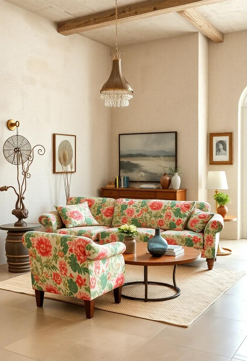 Grandmother’s Attic: Capturing the essence of treasure hunting, this room allows eclectic finds to shine, anchored by a beautifully patterned chintz sofa⁣ that tells its own story