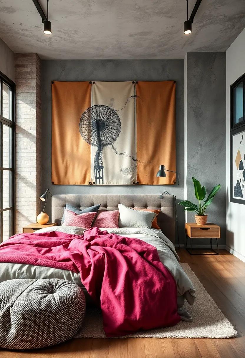 Industrial Fabric Panels: Introduce fabric panels with industrial prints or textures as ⁤wall coverings that soften the overall look while maintaining the theme