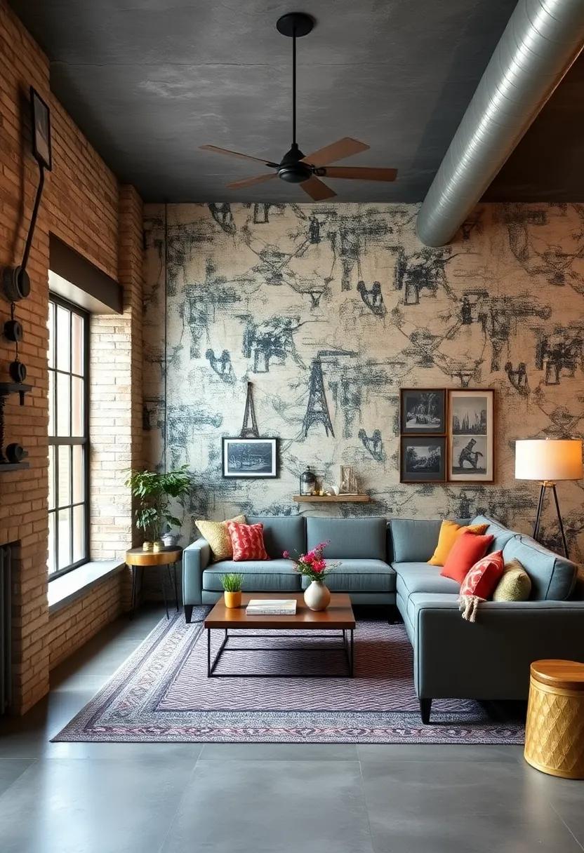 Bold Wallpaper: ‌Choose vintage-inspired wallpaper with an industrial pattern to create an accent wall ​that exudes character